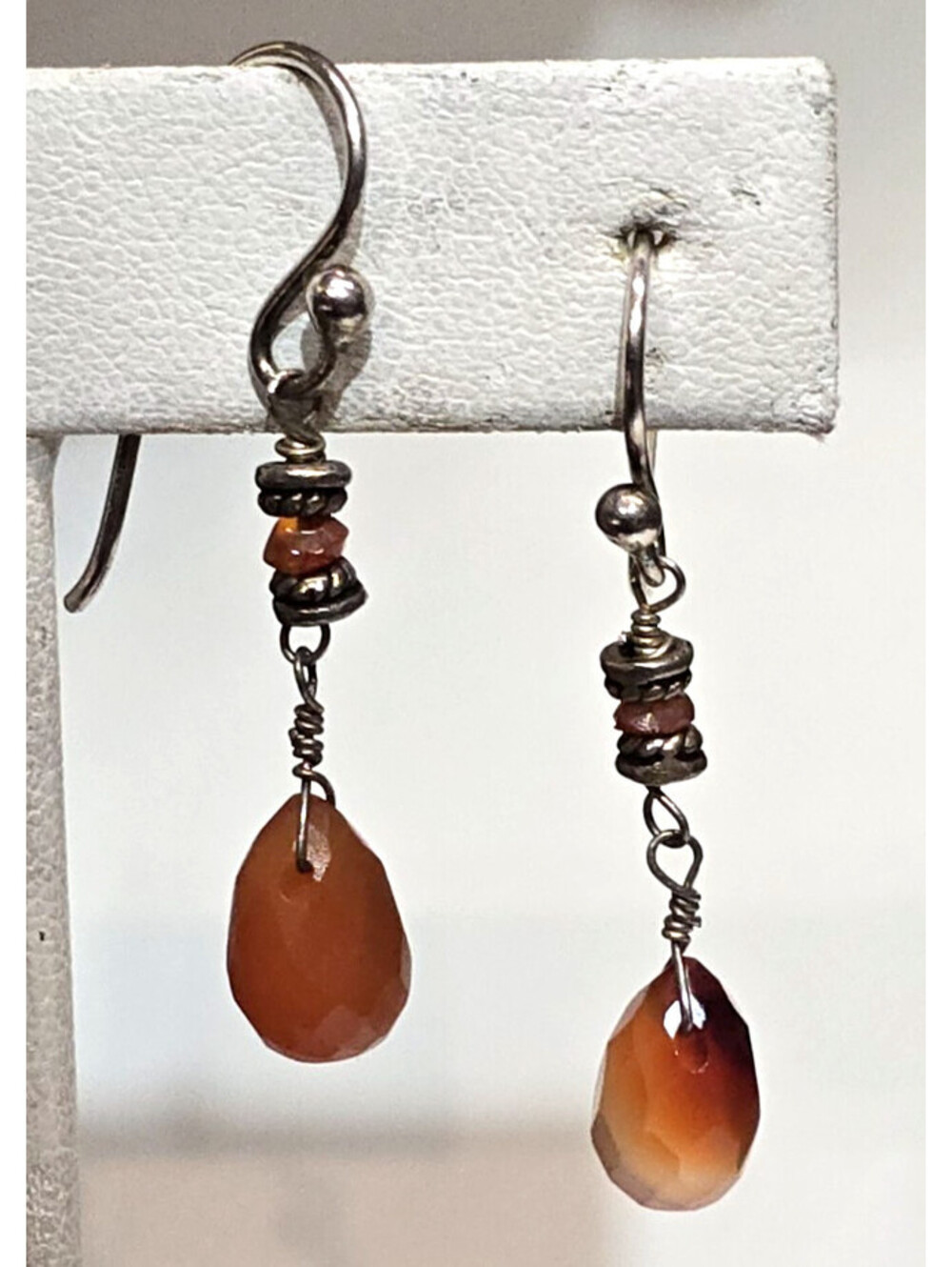 Artisan Sterling Silver Carnelian Dangle Earrings